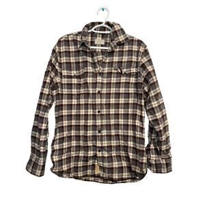 Jachs plaid long sleeve cotton button down flannel mens medium‎ chore cowboy